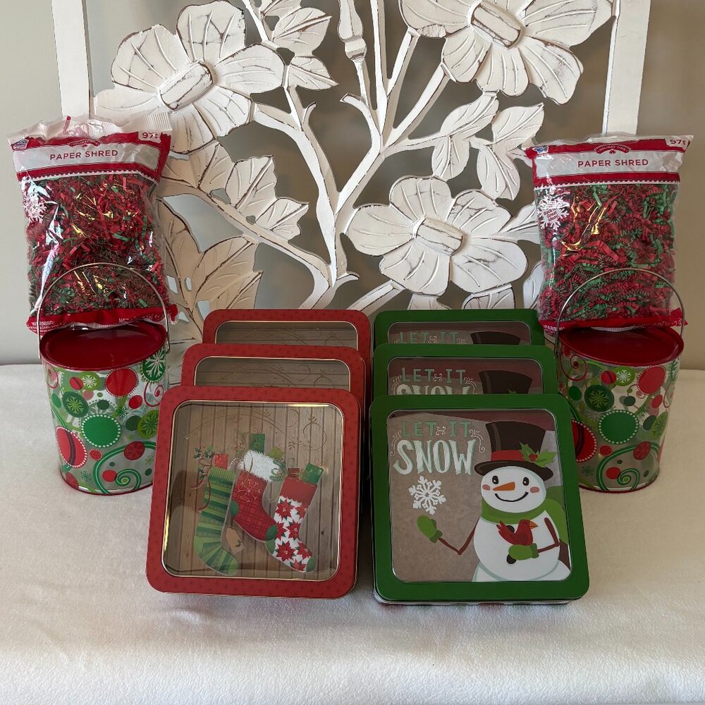 Holiday Treat Tin and Paint Pail Gift Set of 10